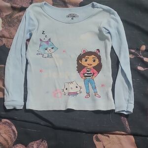 Nickelodeon Light Blue Long Sleeve Tee with Cartoon Characters